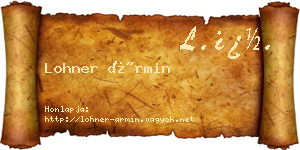 Lohner Ármin névjegykártya